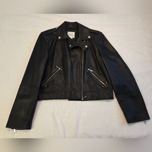 Sam Edelman Black Genuine Lamb Leather Moto Jacket